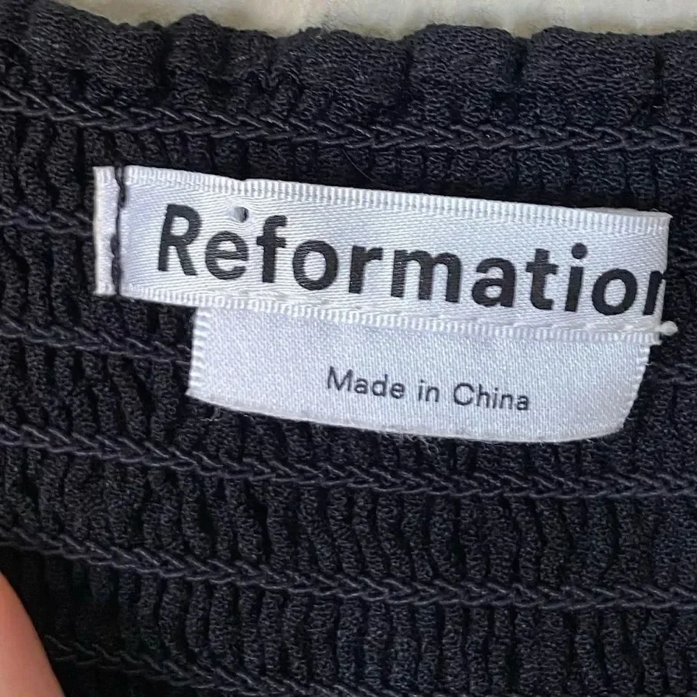 Reformation Reign Black Crop Top Blouse Size 2